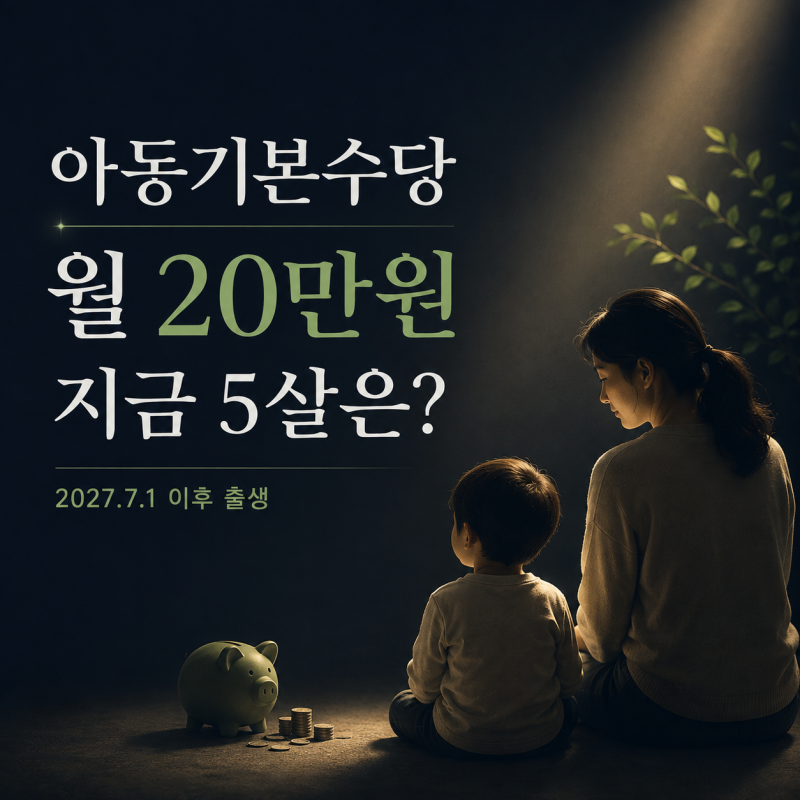 아동기본수당 월 20만원, 지금 5살 아이도 받을까