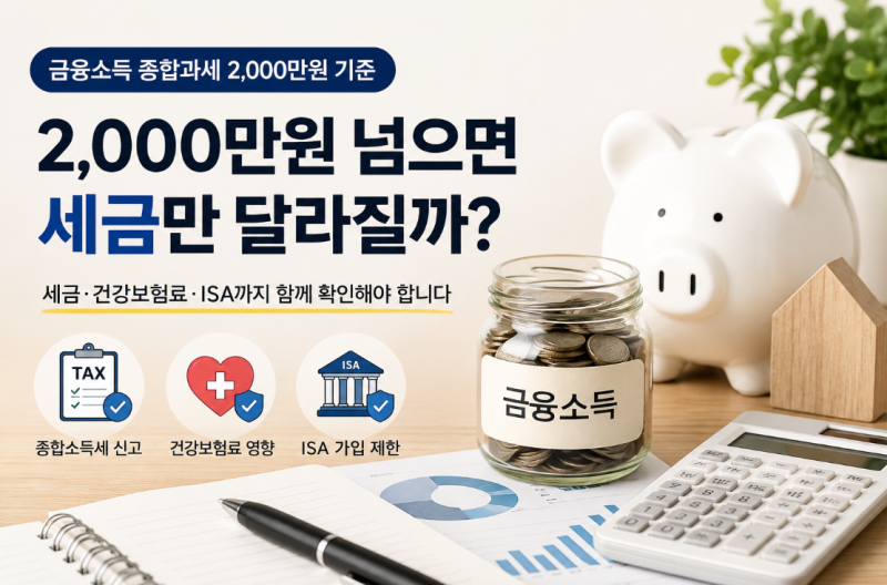 금융소득 2,000만원 넘으면 큰일? 종합과세 2,000만원 넘으면 세금부터 건보료·ISA까지 달라집....
