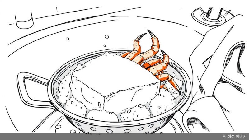 냉동꽃게, 해동을 다 하지 않는 쪽이 살이 덜 부서집니다