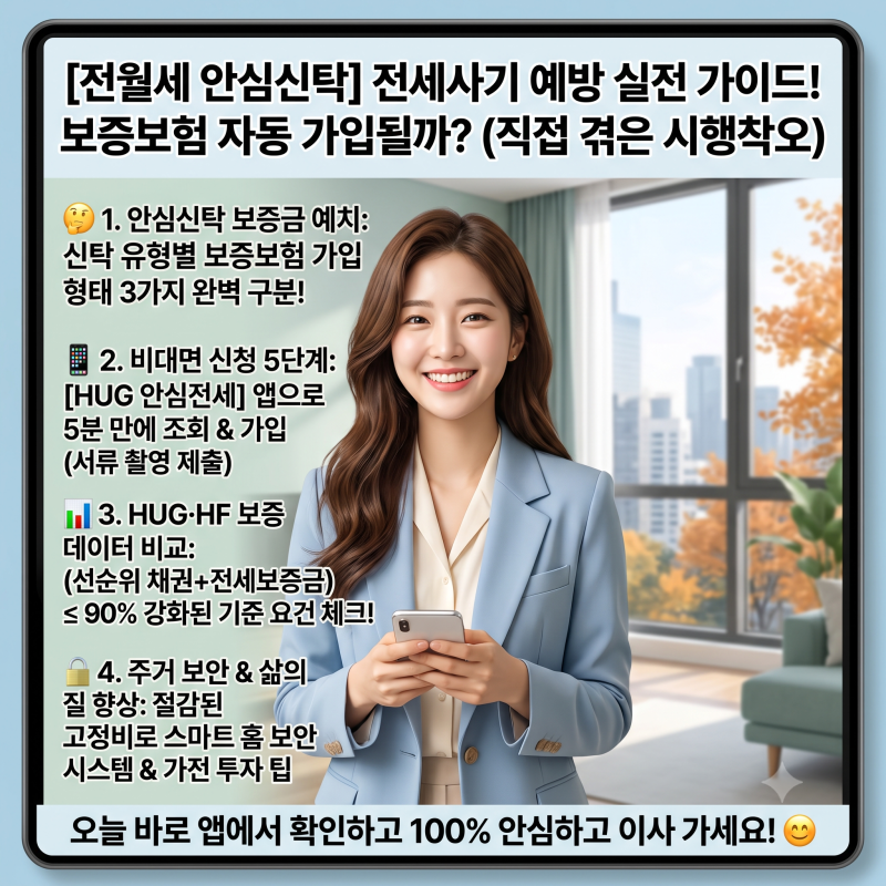 임차인 전월세 안심 신탁 전세금 예치 신청 시 전세사기 보증보험 자동 가입 여부 확인 방법