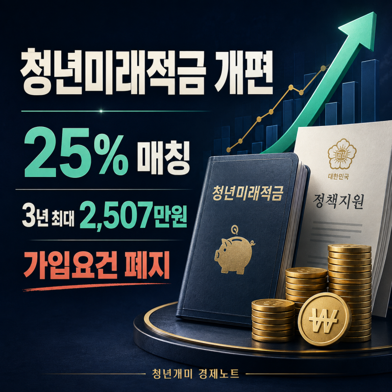 청년미래적금 가입요건 폐지, 25% 매칭이면 3년 뒤 2507만원
