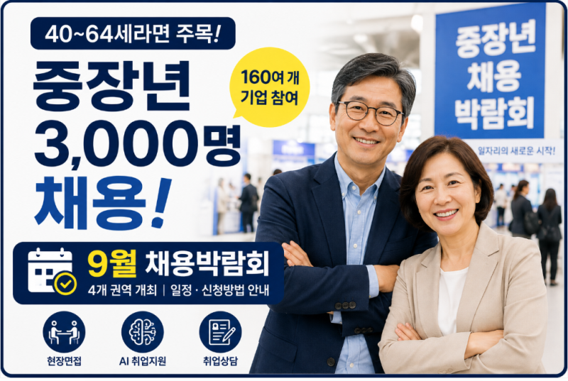 40~64세라면 주목! 서울 중장년 3,000명 채용｜9월 채용박람회 일정·신청방법
