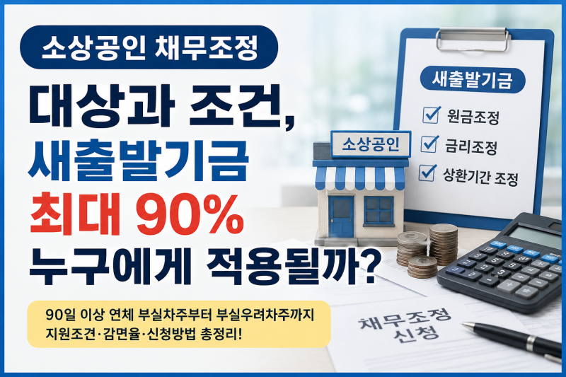 소상공인 채무조정 대상과 조건, 새 출발 기금 최대 90% 감면 누구에게 적용될까?