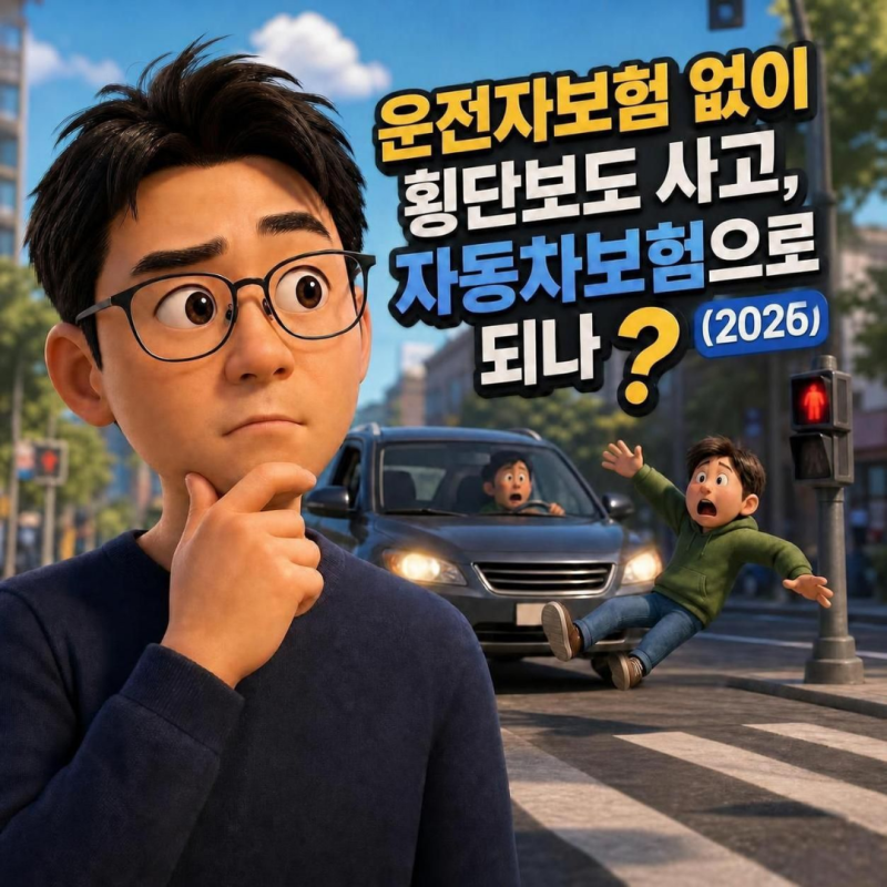 운전자보험 없이 횡단보도 사고, 자동차보험으로 되나 (2026)