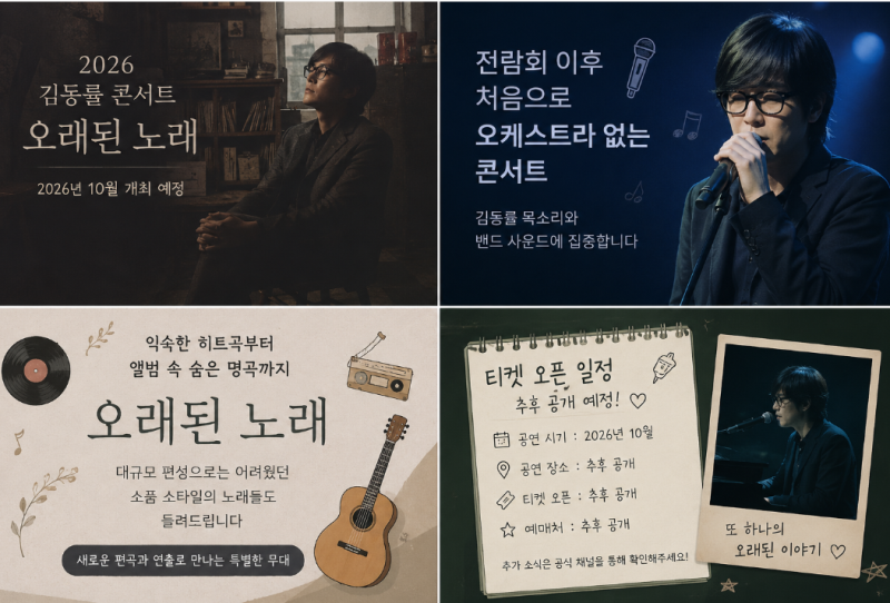 김동률 콘서트 2026 오래된 노래 10월 공연 소식 티켓팅 일정은?