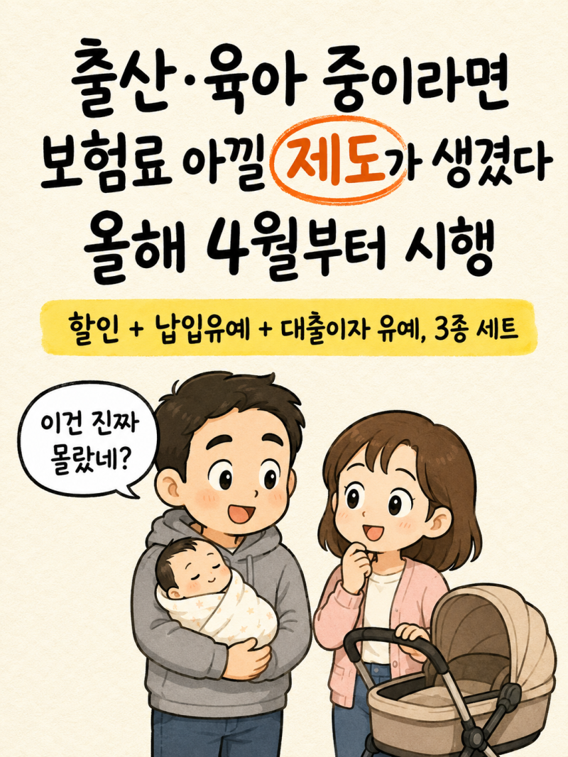 출산·육아 가정 보험료 지원 제도 정리 할인·납입유예·대출이자 유예