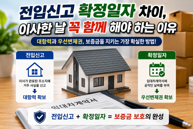 전입신고 확정일자 차이, 이사한 날 꼭 함께 해야 하는 이유