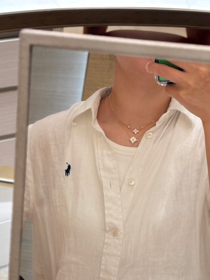 루이비통 컬러 블라썸 BB 스타 펜던트 핑크골드, 화이트 자개 다이아몬드