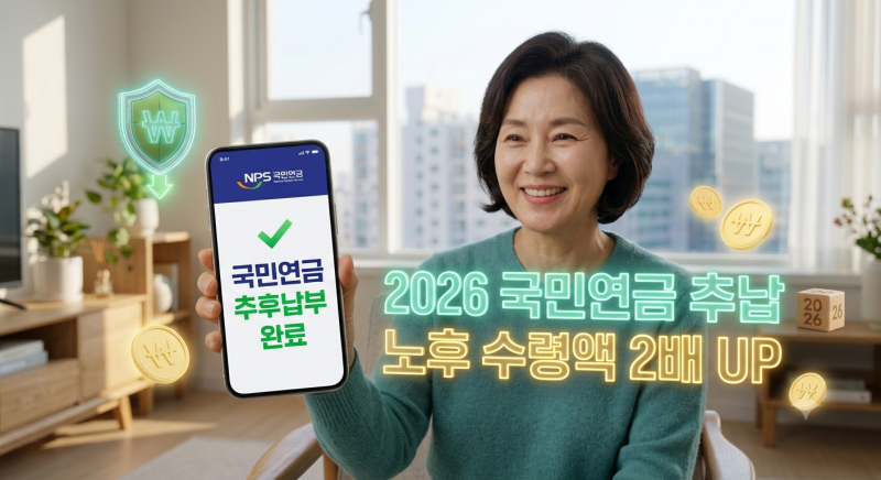 2026 국민연금 추납 제도로 수령액 2배 만들기! 전업주부·무직자 필수 노후재테크