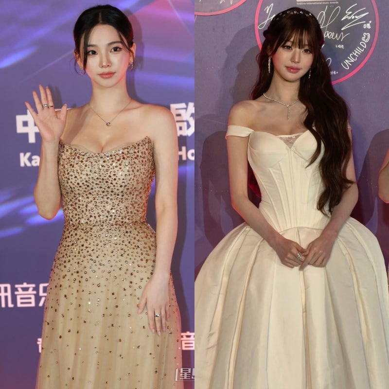 반응 엇갈린 TIMA 카리나 VS 장원영 시상식 드레스