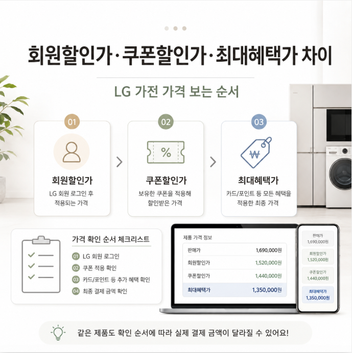 LG전자 회원할인가·쿠폰할인가·최대혜택가 차이, LG가전 가격 보는 순서