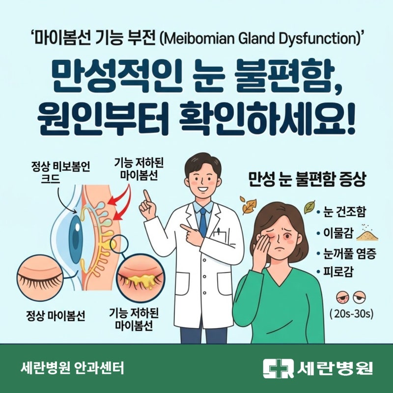 마이봄샘청소, 눈이 뻑뻑하면 인공눈물이 아니라 안과검진 해 보세요