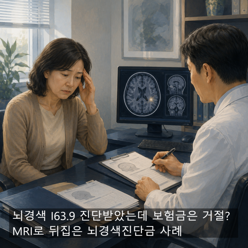 뇌경색 I63.9 진단받았는데 보험금은 거절? MRI로 뒤집은 뇌경색진단금 사례