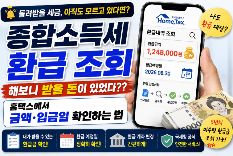 종합소득세 환급 조회해보니 받을 돈이 있었다?? 홈택스에서 금액·입금일 확인하는 법