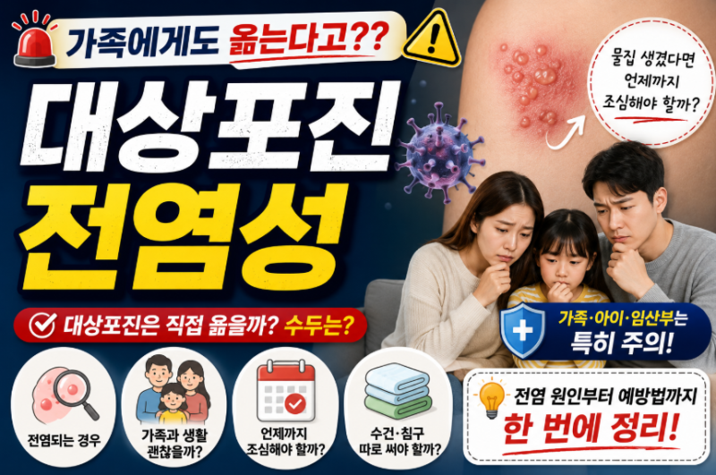 대상포진 전염성 가족에게도 옮는다고?? 물집 생겼다면 언제까지 조심해야 할까