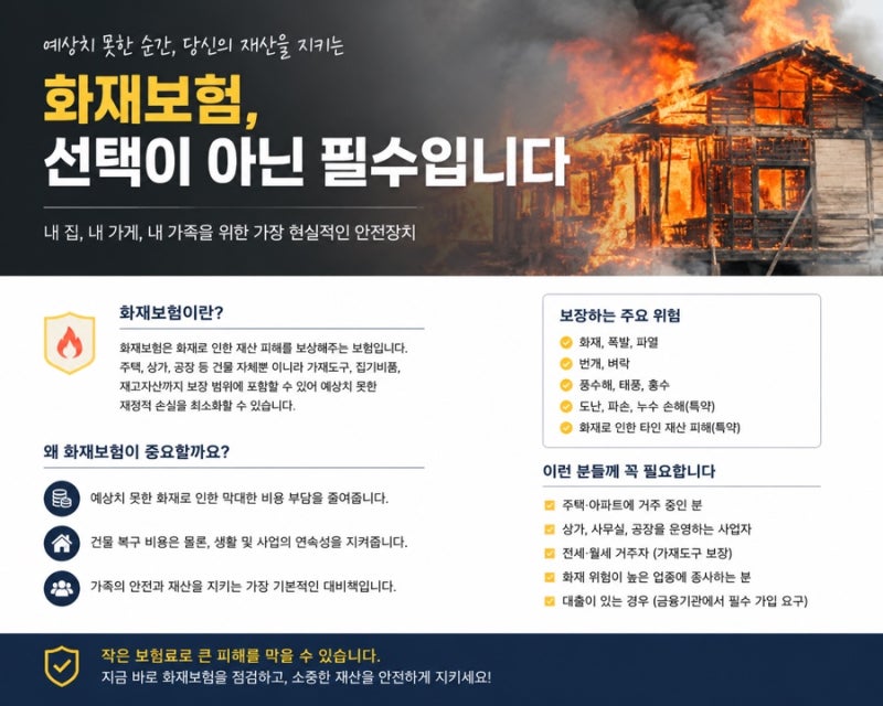 화재보험 꼭 필요할까? 아파트·주택이라면 확인해야 할 보장 총정리