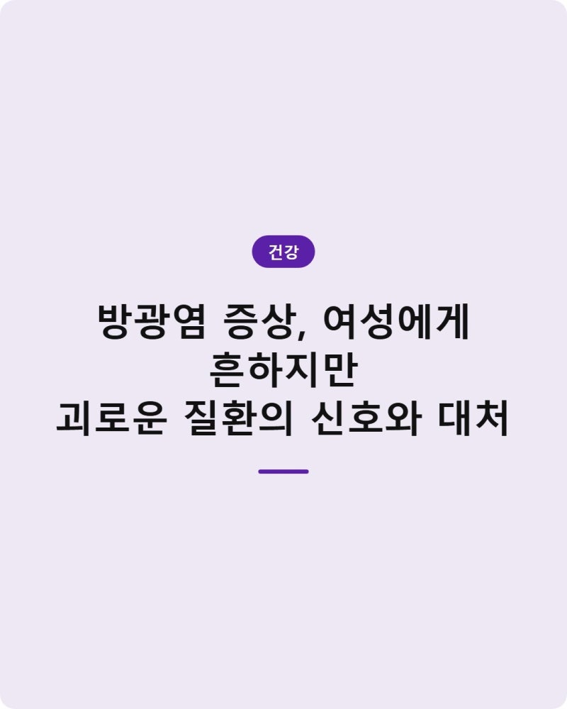 방광염 증상, 여성에게 흔하지만 괴로운 질환의 신호와 대처
