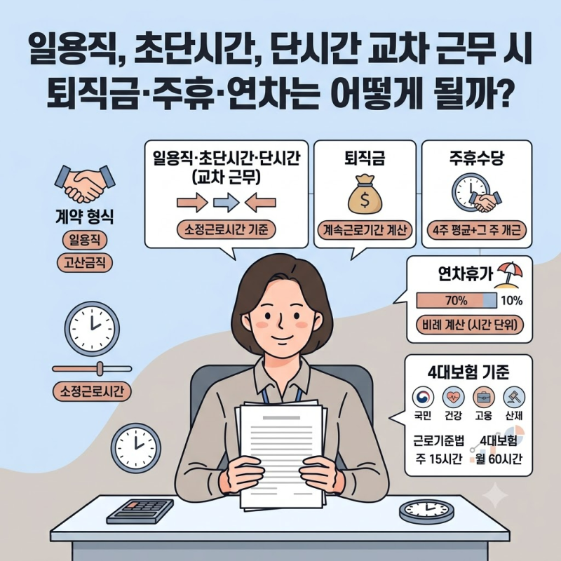 일용직 및 초단시간·단시간을 왔다갔다 하면 퇴직금·주휴수당·연차는 어떻게 될까요? feat. ....
