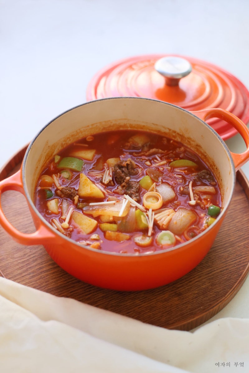 찐맛 소고기 애호박 감자 고추장찌개 레시피 감자찌개