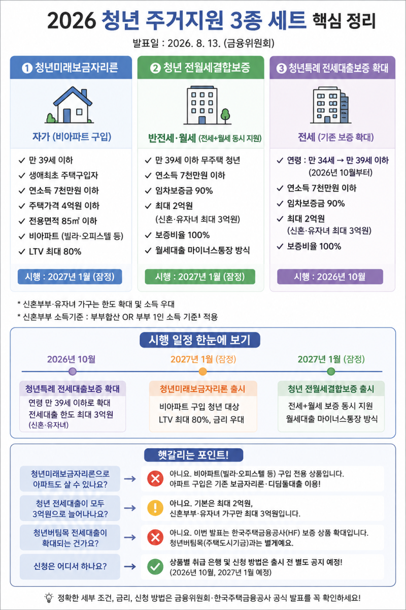 2026 청년 주거지원 3종세트 발표｜청년미래보금자리론·전월세결합보증·전세대출 확대 언제....