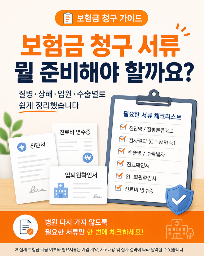 질병·일반상해 보험금 청구할 때 필요한 서류, 한 번에 정리해드립니다