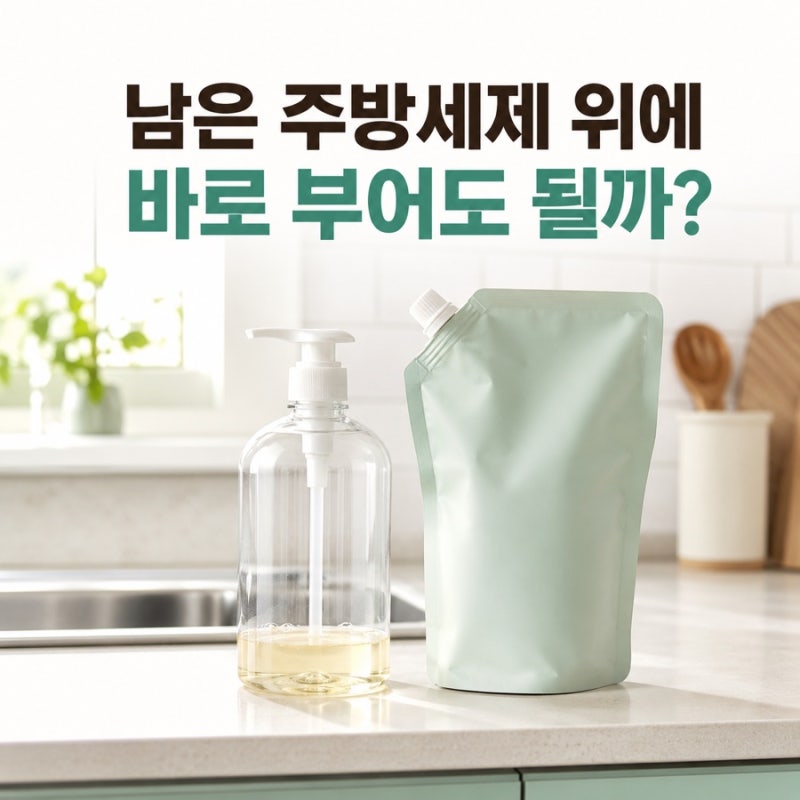 주방세제 리필할 때 남은 세제 위에 바로 부어도 될까