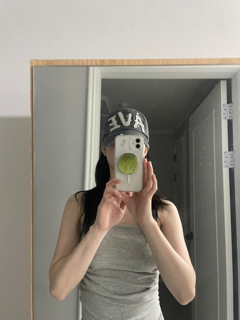 강민경 모자 아비에무아 아플리케 빈티지 캡 그레이 구매후기