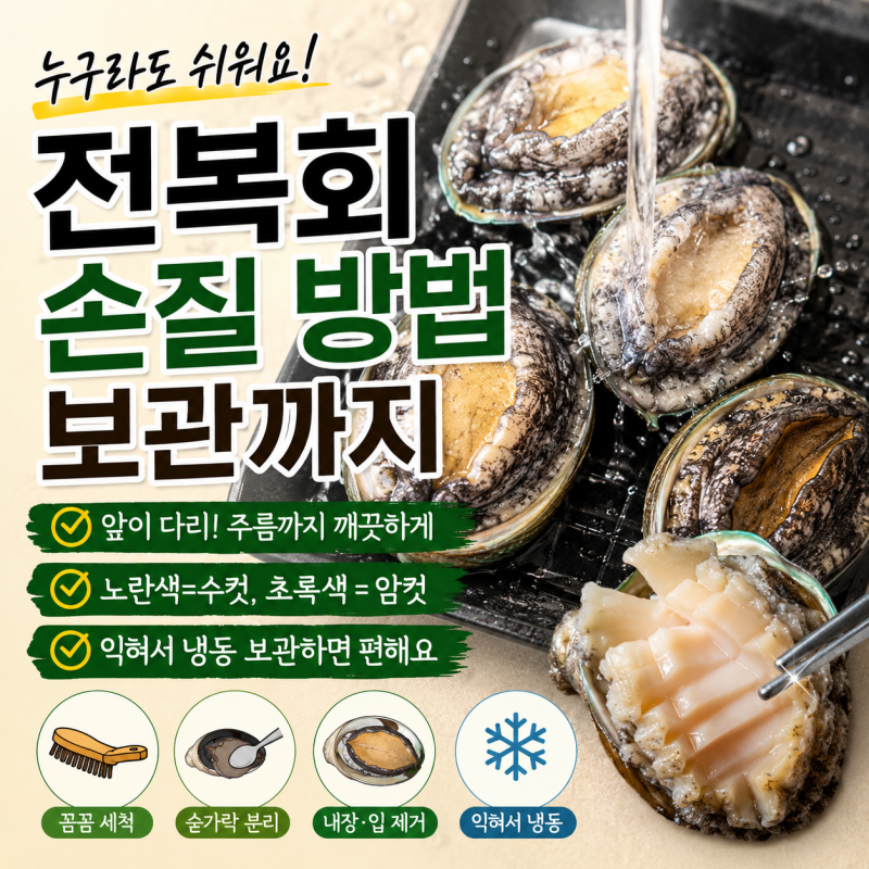 누구라도 가능한 전복회 전복 손질 방법, 보관 하는법까지