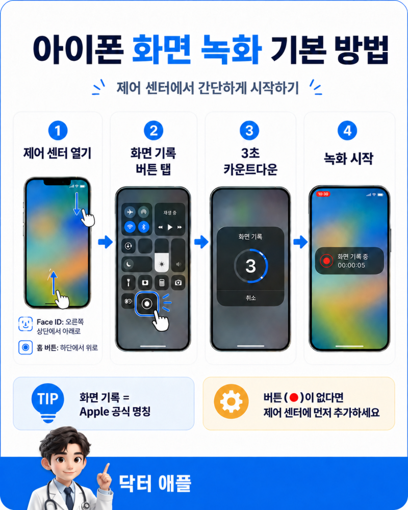 아이폰 화면 기록하는 방법 ㅣ 소리와 내 목소리까지 녹음하기