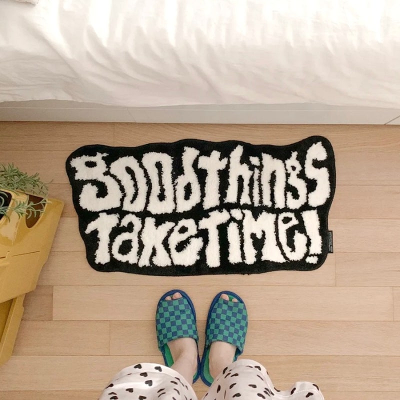 우리집 감성 인테리어 완성 발매트 어프어프 Good Thinks Take Time 터프팅 미니 러그 발매트 추천
