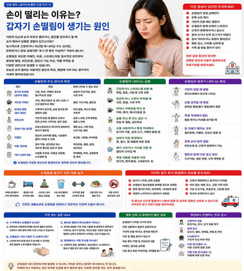 손이 떨리는 이유는? 갑자기 손떨림이 생기는 원인과 병원에 가야 하는 경우