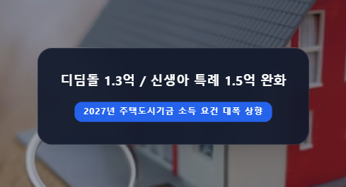 "맞벌이 부부 소득 O억까지?" 2027년 신혼부부 디딤돌·버팀목 대출 조건 완화 기준 및 연령 제....