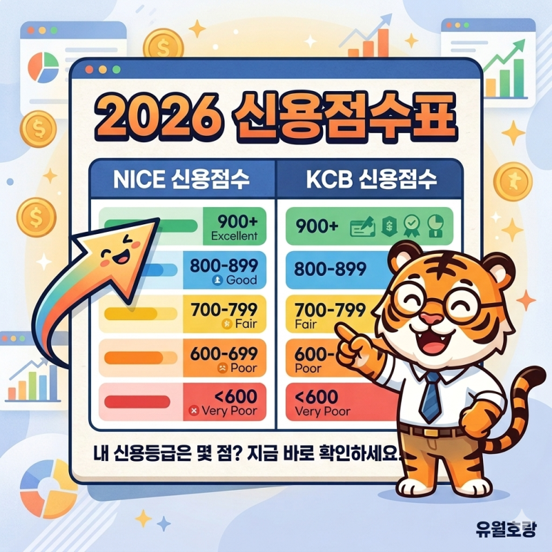 2026년 신용등급 점수표 완벽 정리! 내 점수별 대출한도와 이자 금리 비교