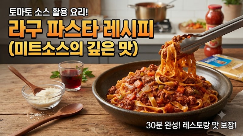 토마토 소스 활용 요리!라구 파스타 레시피 — 미트소스의 깊은 맛을 집에서
