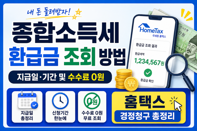 종합소득세 환급금 조회 방법 지급일·기간 및 수수료 0원 홈택스 경정청구 총정리