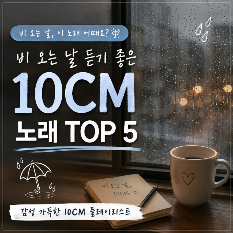 비 오는 날 듣기 좋은 10CM 노래 TOP 5 ☔