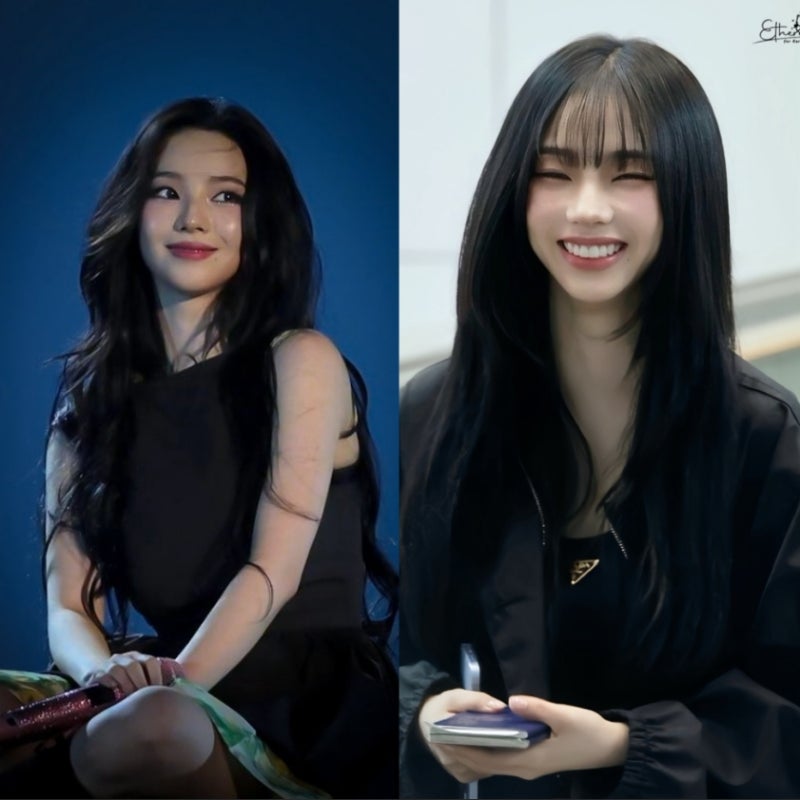 “앞머리 자르고 이렇게 신났다고?”..웃음이 안 멈추는 카리나의 프라다 공항패션