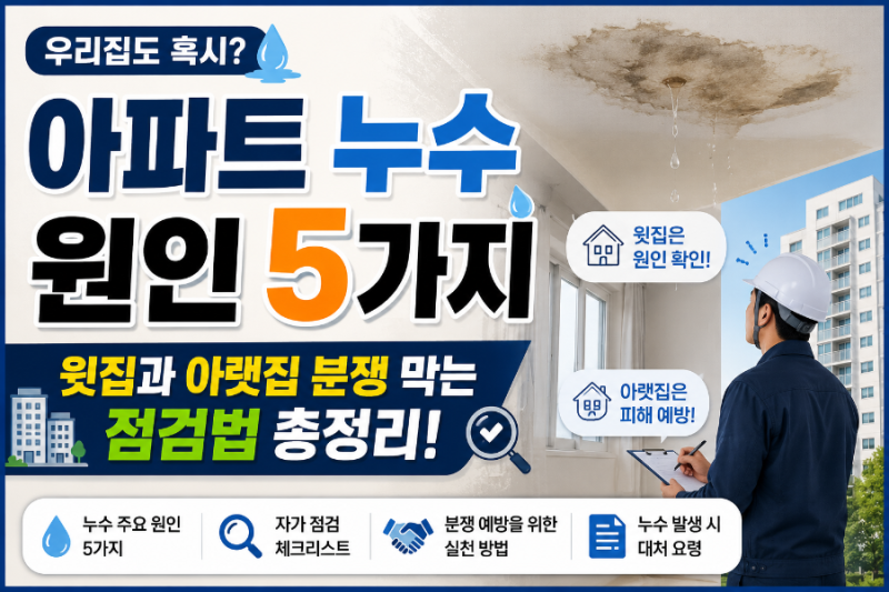 아파트 누수 원인 5가지, 윗집과 아랫집 분쟁 막는 점검법
