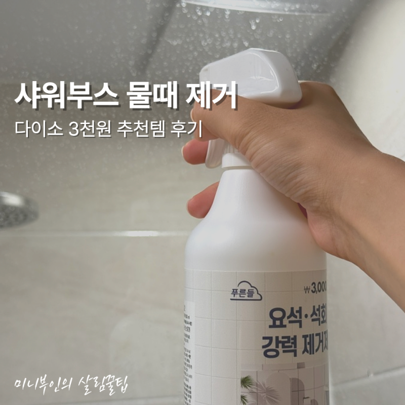 욕실 샤워부스 유리 물때 제거, 다이소 3천원으로 해결했어요