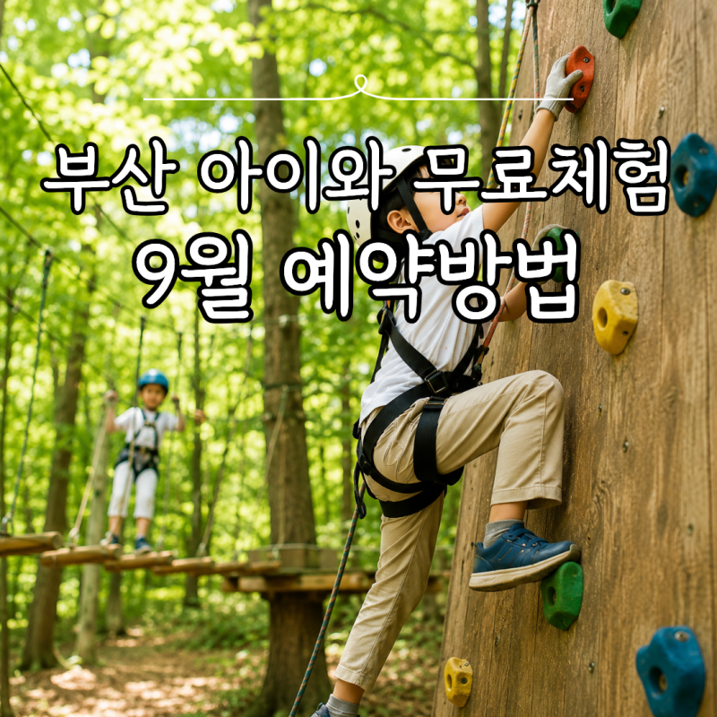 부산 아이와 무료체험 9월 예약방법, 숲체험부터 토요체험까지