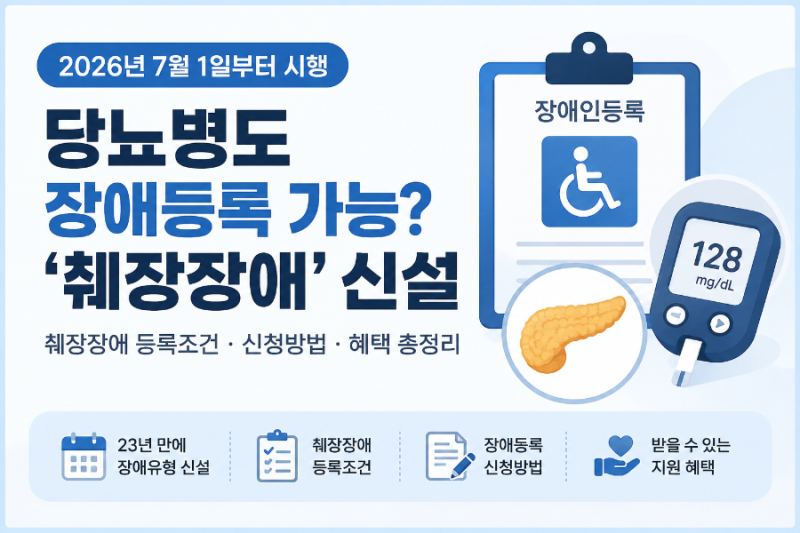 2026년 7월부터 당뇨병 장애등록 가능? ‘췌장장애’ 신설 핵심정리