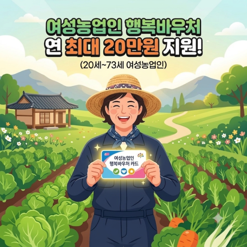 2026 여성 농업인 행복 바우처카드 신청방법 지원금 총정리 (지역별 20만원 혜택 놓치지 마세....