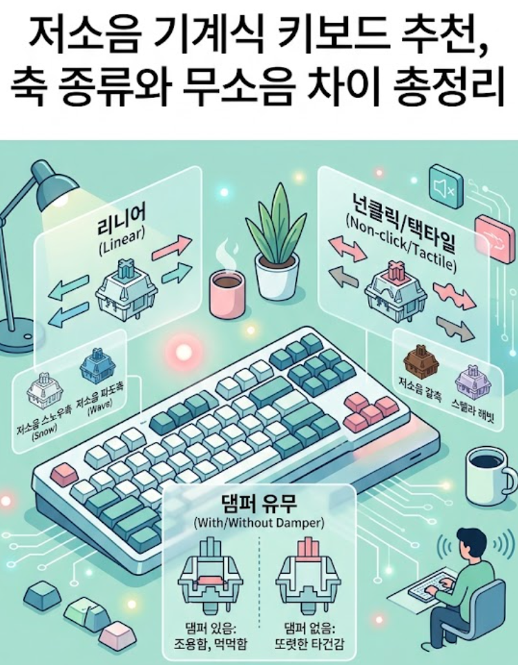 저소음 기계식 키보드 추천, 축 종류와 무소음 차이 총정리