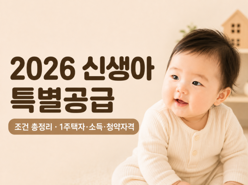 2026 신생아 특별공급 조건 총정리, 1주택자·소득·청약자격까지 쉽게