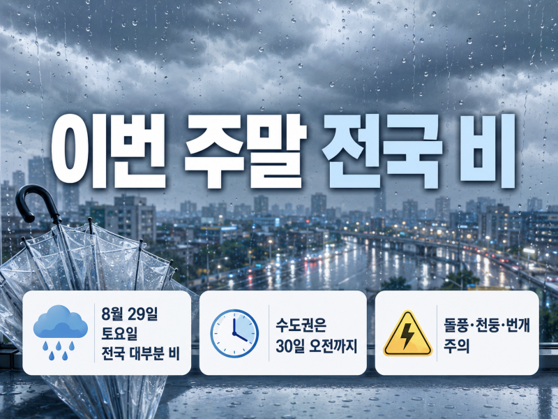 이번 주말 전국 비 예보, 언제 가장 많이 올까? 8월 29일·30일 날씨 정리