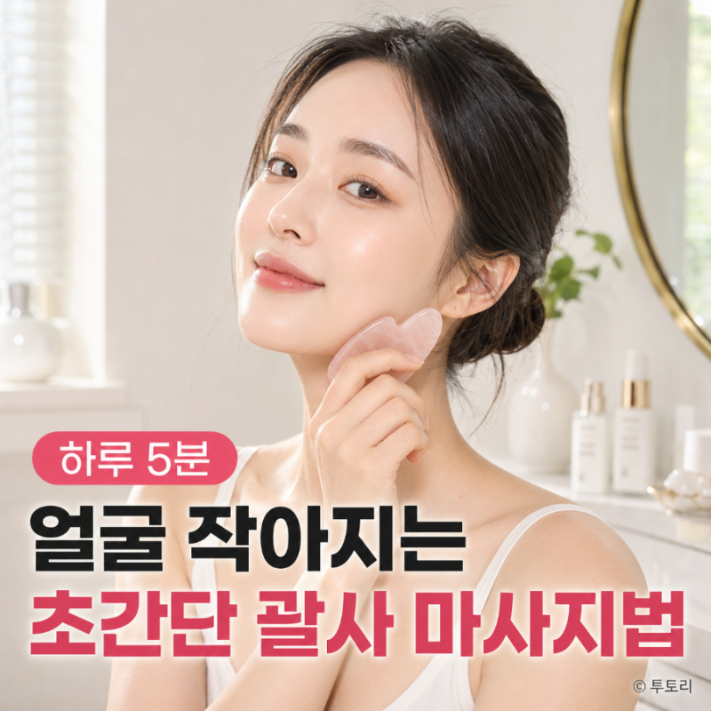 하루 5분, 얼굴 작아지는 붓기 제거 초간단 괄사 마사지법