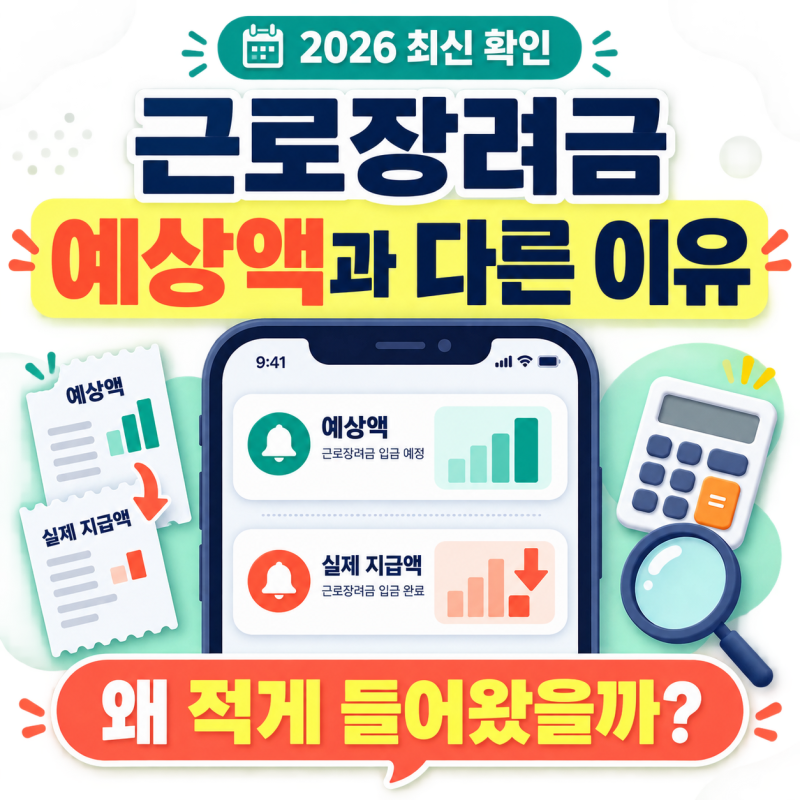 2026 근로장려금 지급액이 다른 이유｜예상금액보다 적게 들어왔다면 확인하세요