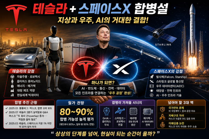 테슬라와 스페이스X, 결국 하나가 될까?자동차 회사와 로켓 회사의 합병이 아니라 '지상·우....