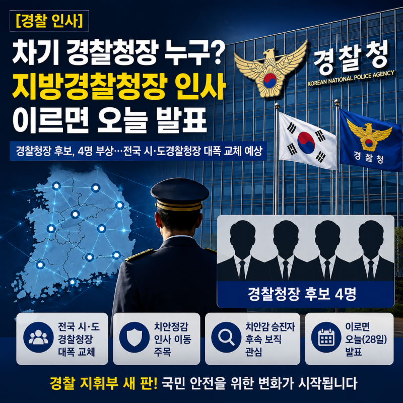 [경찰 인사] 차기 경찰청장 누구? 지방경찰청장 인사 이르면 오늘 발표