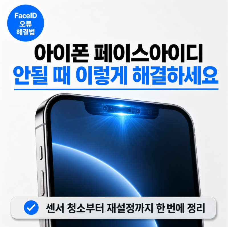 아이폰 페이스아이디 설정 안됨 인식 오류 해결 방법